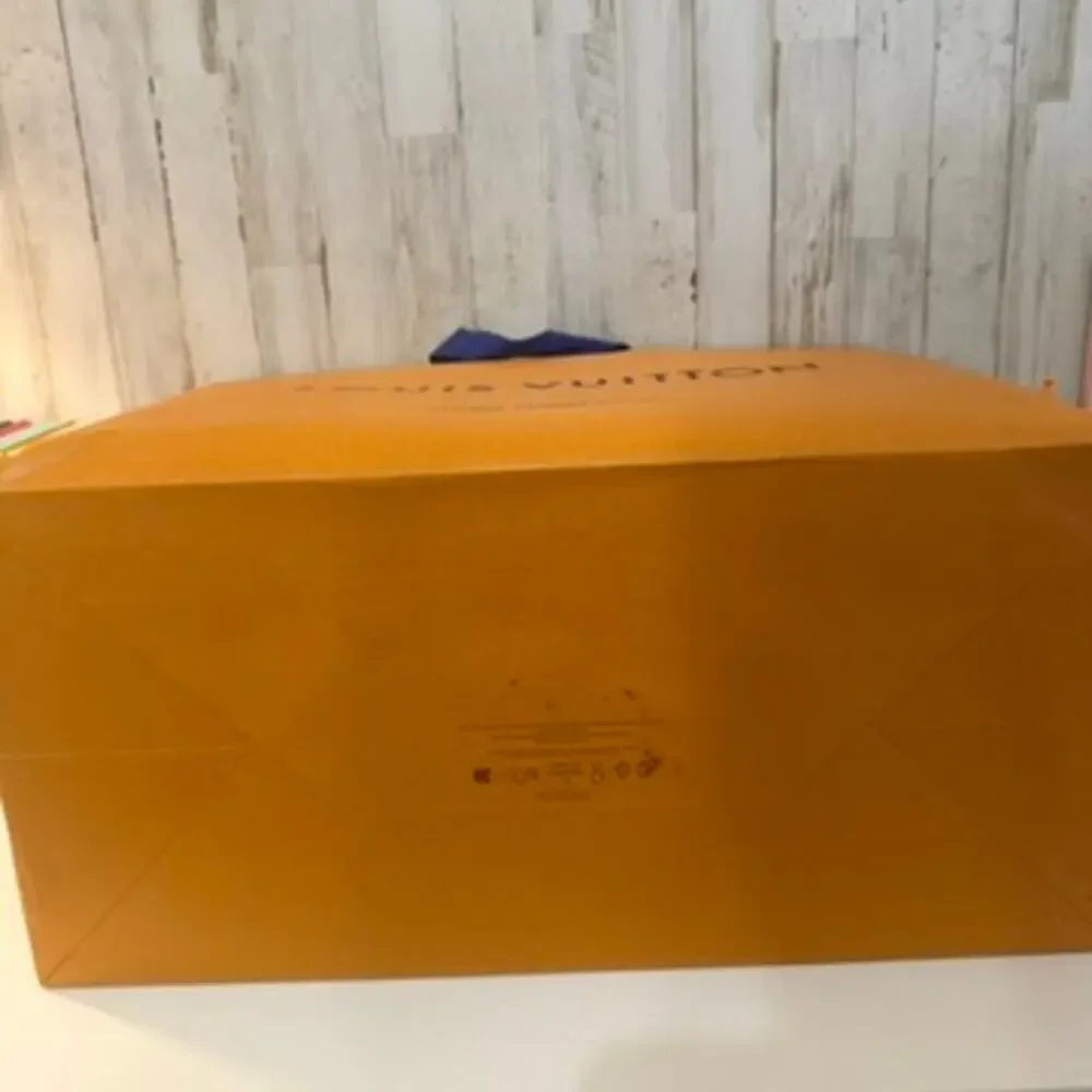 Louis Vuitton Orange Large Shopping Gift Bag Blue Ribbon Handles